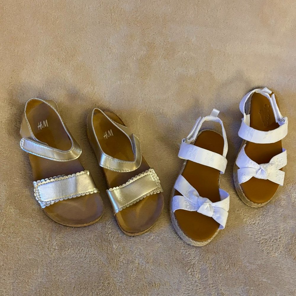 2 PAIR of Girl's SANDALS in Size 9 Toddler